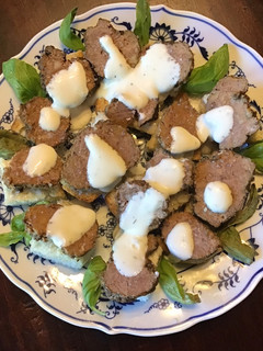 A picture of California Farm Venison Meatballs on Toast.
