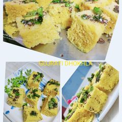 Gujarati dhokla A picture of Gujarati dhokla.