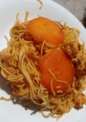عکسی از دستور ماکارونی گوشت و قارچ
