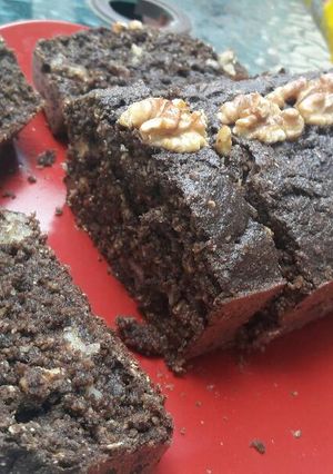 Una foto de Budín light de algarroba;banana; manzana y nuez