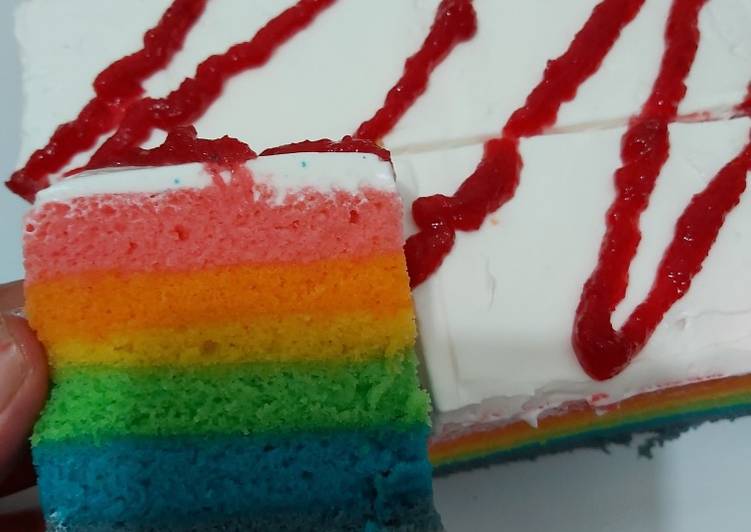 Resep Rainbow cake kukus Anti Gagal