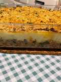 Parmentier de panais au bœuf, tomates et courgette