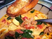 A picture of tortellini soup