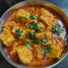 A picture of Authentic Kathiawadi Dhokli nu shaak/ sabzi.