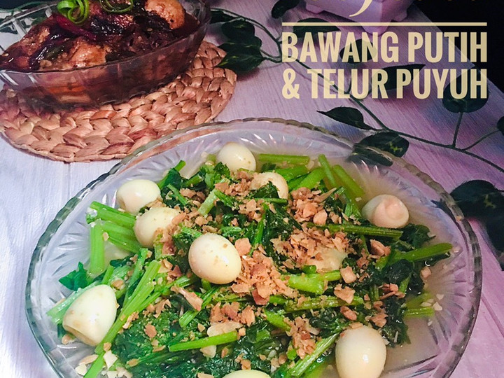 Bagaimana Menyiapkan Cah Sawi Hijau bawang putih &amp;amp; Telur puyuh Anti Gagal