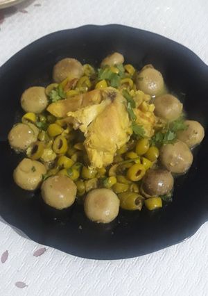 صورة لوصفة طاجين الزيتون بالفطر