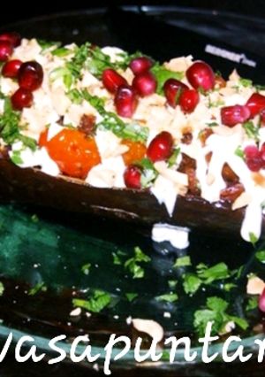 Una foto de Berenjena asada templada (Fatteh bathenjan) فتّة,