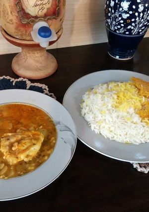 عکسی از دستور باقالی خورشت با لوبیا عروس