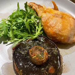A picture of Roast Chicken With Portobello Mushroom & Rocket.