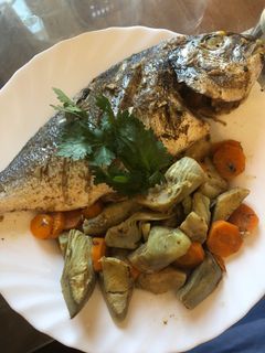 Una foto de 193. Doradas asadas con especias y verduras (principal pescado)