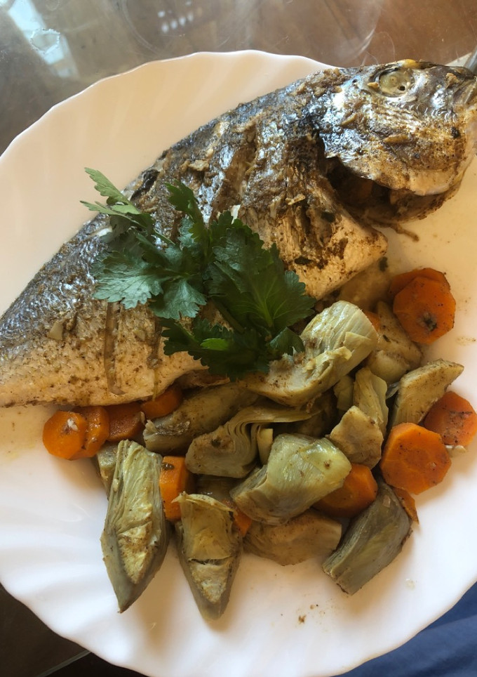 Una foto de 193. Doradas asadas con especias y verduras (principal pescado)