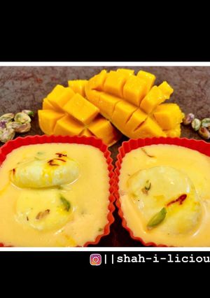 A picture of Mango rasmalai.