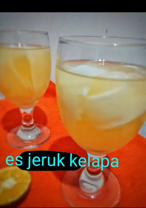 Foto resep Es jeruk kelapa