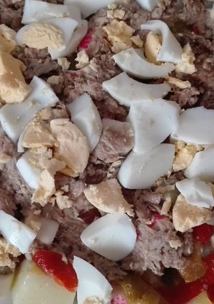 Una foto de Picadillo de patatas y pimientos