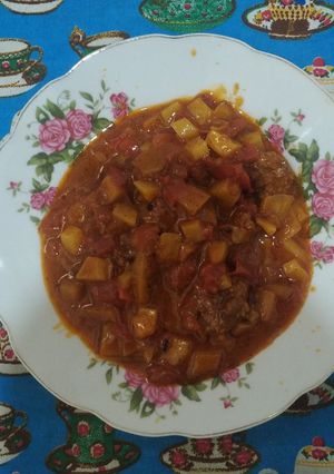 عکسی از دستور خوراک گوشت و سیب زمینی