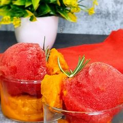 A picture of Desi Watermelon and Mango Sorbet.