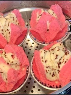 Foto resep Bolu Kukus mekar tanpa soda versi buah naga