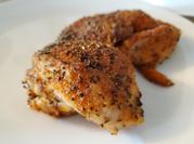 A picture of baked chicken thighs