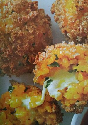 A picture of Un-Fried Rice Balls "Arancini" by Rocco Dispirito pg. 72.
