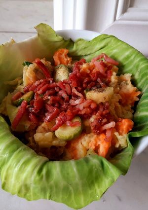 Foto di Stoemp belga (purea di patate e verdure con pancetta)