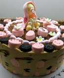 Torta helada dulce de leche, oreo y malvaviscos para babyshower