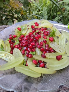 લીલી દ્રાક્ષ અને દાડમ નુ સલાડ (Green Grapes Pomegranate Salad Recipe In Gujarati) રેસીપી મુખ્ય ફોટો