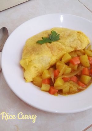Foto resep Omelette Rice Curry