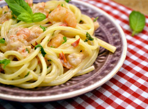 Tejszínes garnélás spagetti recept fotója