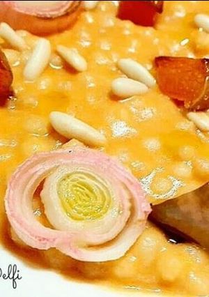 Foto di Fregola alla zucca porri e stracciatella