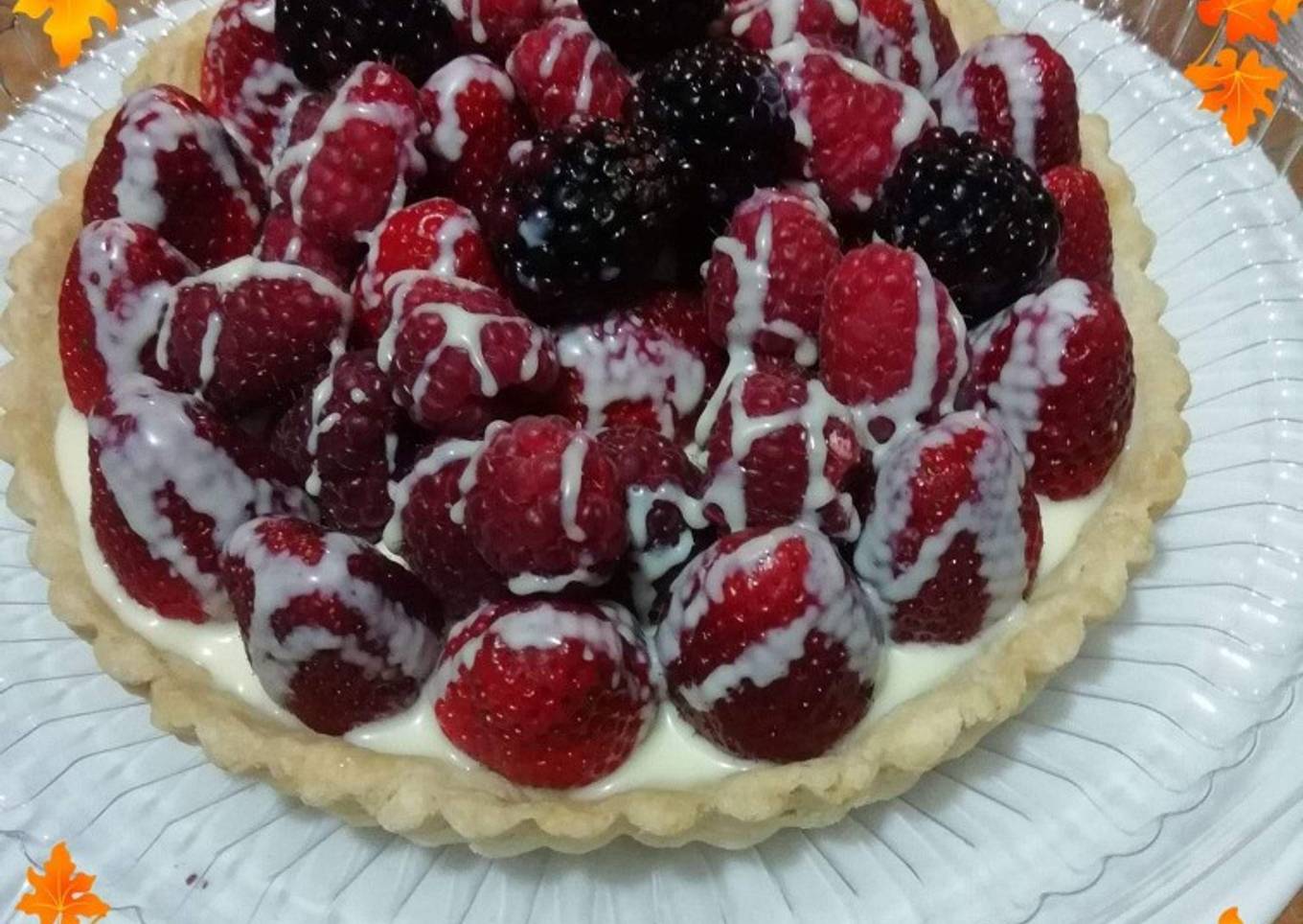 Tarta de frutos rojos y ganache blanco