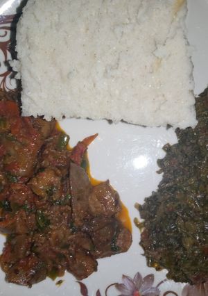 A picture of Wet fry matumbo and managu.