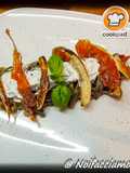 Tagliatelle di Riso Venere con melanzane, stracciatella e speck