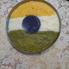A picture of Tricolour oil free dhokla using vegetables for colours.