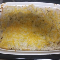 A picture of Cream of mushroom chicken cheese dinner.