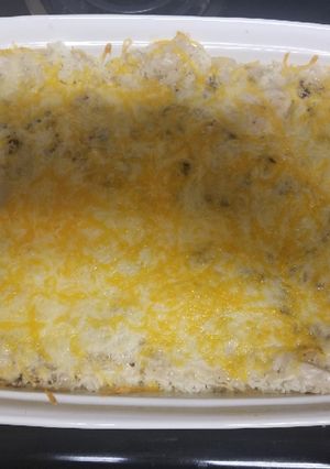 A picture of Cream of mushroom chicken cheese dinner.
