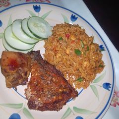 A picture of Shrimp jollof rice "marinated method".