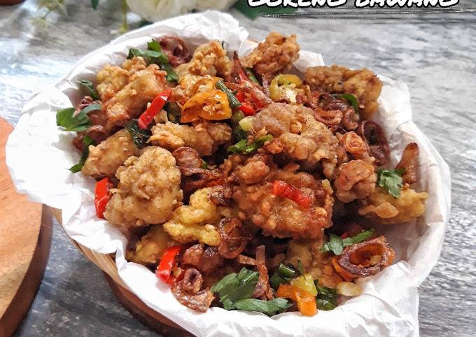 Ayam popcorn goreng bawang