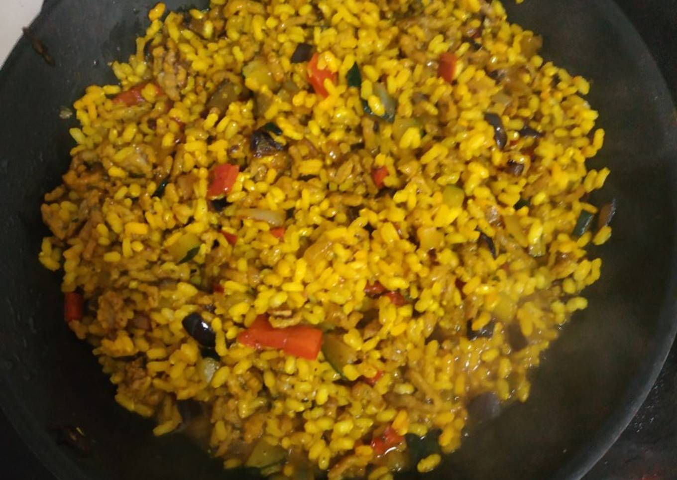 Arroz con carne picada