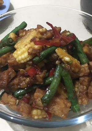Foto resep Oseng Kacang Panjang Tempe with Baby Corn (ala anak kos, NO MSG)