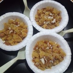 A picture of Wheat flour mango halwa.