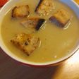 Chicory and apple soup with croutons