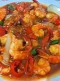 Udang asam manis pedes