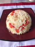 Arroz frito con camarones y crema