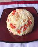 Arroz frito con camarones y crema