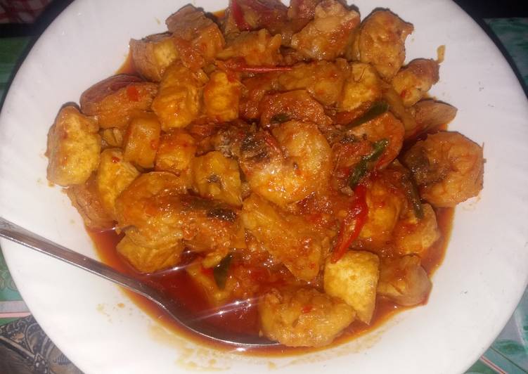 Udang Tahu Saos Pedas