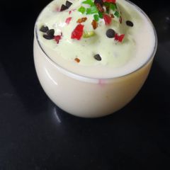 Mango pista lassi with paan &choco twist A picture of Mango pista lassi with paan &choco twist.