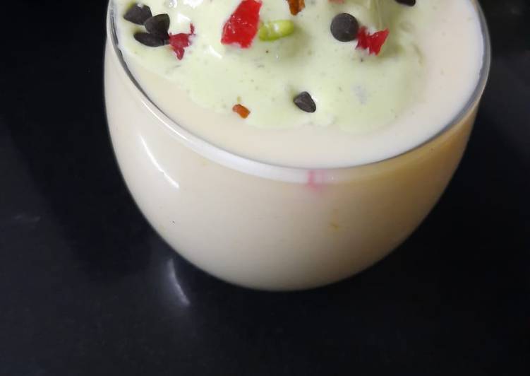 Steps to Make Super Quick Homemade Mango pista lassi with paan &amp;choco twist