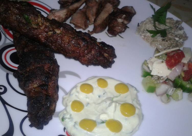 Barbecues kebab and marinated steak