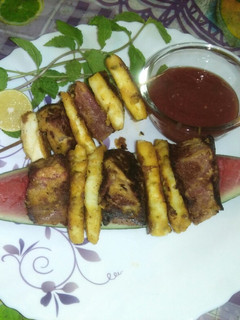 A picture of Watermelon and Paneer Tikka.