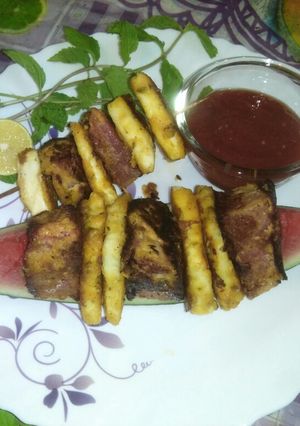 A picture of Watermelon and Paneer Tikka.